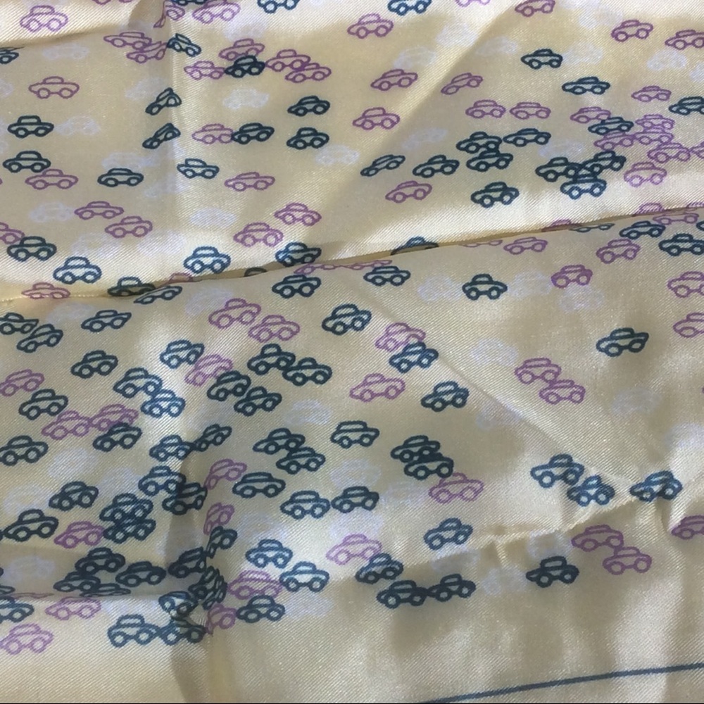 Vintage ECHO Mini Car Print Yellow Green Scarf - Picture 6 of 7